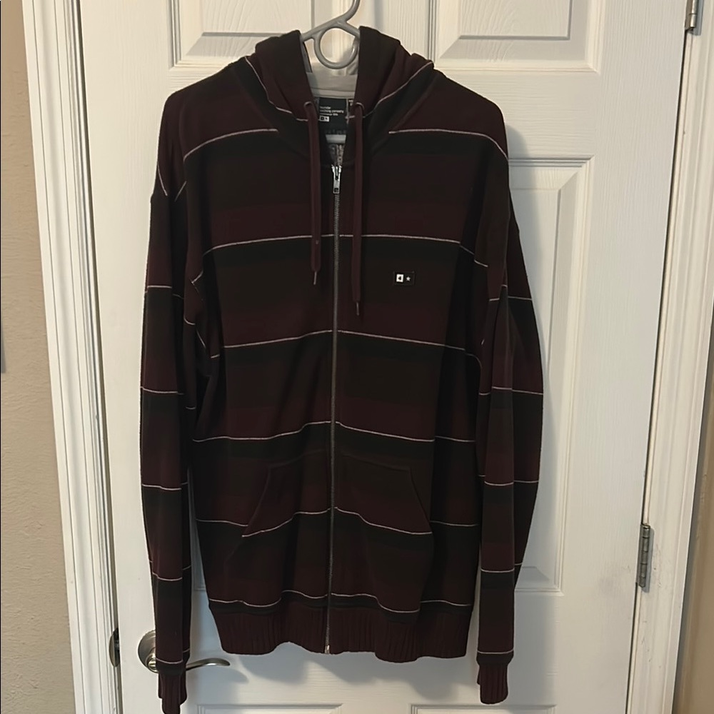 Men's 4 Star Striped Brown Hoodie Sweater